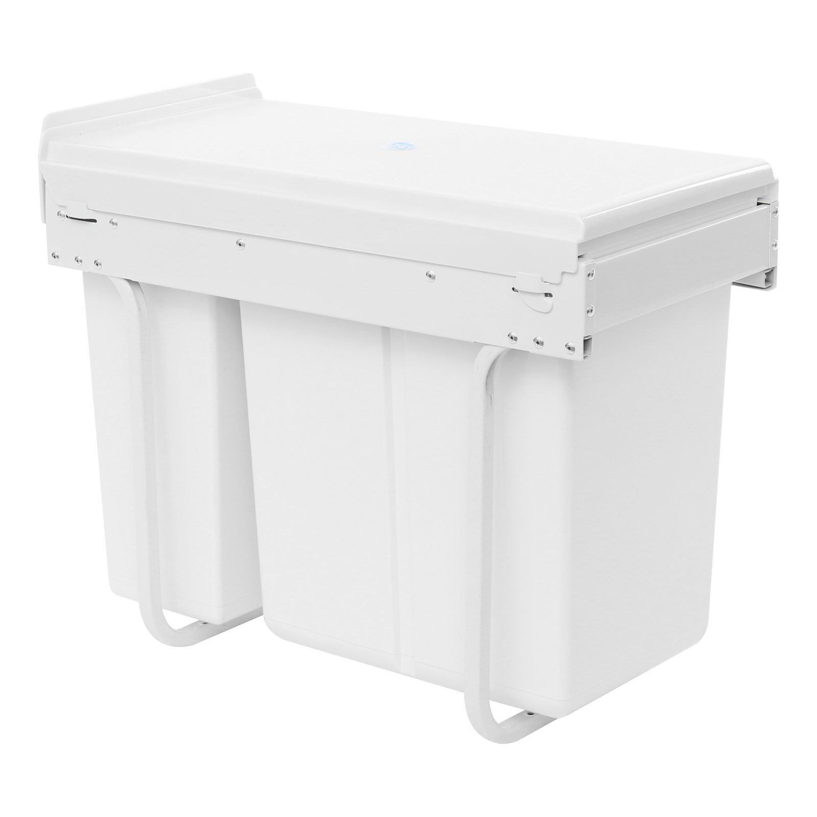 White Pull Out Trash Can Under Cabinet with Lid, 10L+20L(2.64+5.28Gal) Dual Bin Kitchen Garbage Can, Hidden Under Sink Trash Can with Ordinary Rail