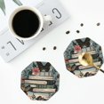 thumbnail image 5 of Pofeuu Vintage Art Butterfly Flower Print Leather Coasters Set of 6, Round Cups Mugs Mat Pad for Home Kitchen Heat Resistant Drink Coasters,Octagon, 5 of 7