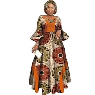 BintaRealWax African Fashion Women's Women's Dresses Party Dresses  Strapless Front Split Bright Satin Loose Cuffs African Wax Printed Pure  Cotton Fabric Fashion New - Walmart.com
