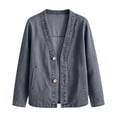 thumbnail image 5 of CAIXIA Denim Jacket for Women V-Neck Relaxed Classic Loose Fit Shaket Lightweight Vintage Fashion Button Jeans Cardigan, 5 of 5