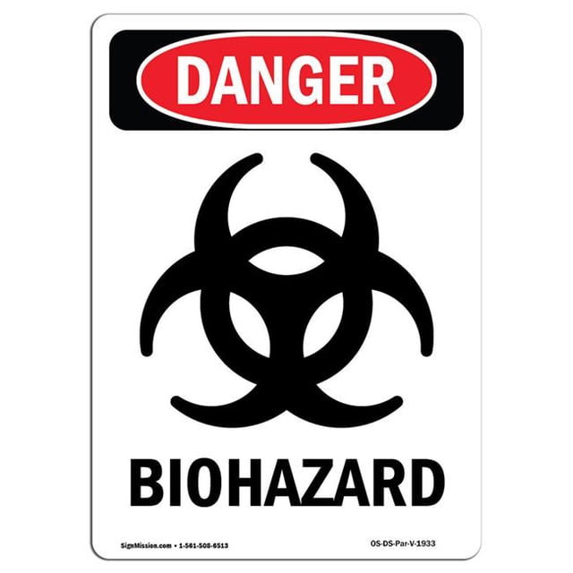 SignMission OS-DS-D-710-V-1933 Panneau de Danger OSHA - Portrait Biohazard