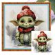 thumbnail image 1 of Hilo Algodón Ecológico Bordado Kit Punto Cruz Yoda Impreso 11CT Arte 50x50cm, 1 of 9