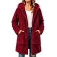 thumbnail image 3 of Kezqiaxn Womens Winter Coats Fleece Long Sleeve Thick Casual Jacket Warm Outerwear with Pockets Zip up Hoodie Plus Size Wine L, 3 of 6