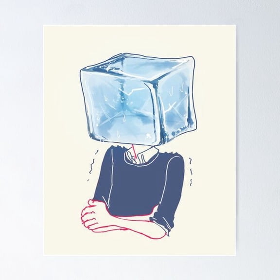 Chill Ice Block Minimalist Art Poster Wall Art, Modern Wall Decor For Living Room Bedroom, 8x12 UNFRAMED