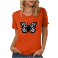 thumbnail image 1 of Dadaria Hauts pour Femmes Chemise Orange Manches Courtes T-Shirt Col Rond Été Chandail Blouses L, 1 of 5