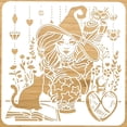 thumbnail image 3 of 1pc Witch Magic Stencil Hollow Out Drawing Painting Template Reusable Stencils on Paper Walls Canvas 11.81x11.81 inch, 3 of 8