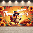 thumbnail image 2 of Colorful Background Happy Thanksgiving Banner Decorative Turkey Autumn Harvest Festival for Indoor Decoration Holiday Celebration Event Party, 2 of 9
