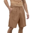 thumbnail image 2 of Cotton Linen Shorts for Men Casual Solid Color Baggy Shorts Breathable Pants Gym Running Thin Pants Light Brown 2XL, 2 of 4