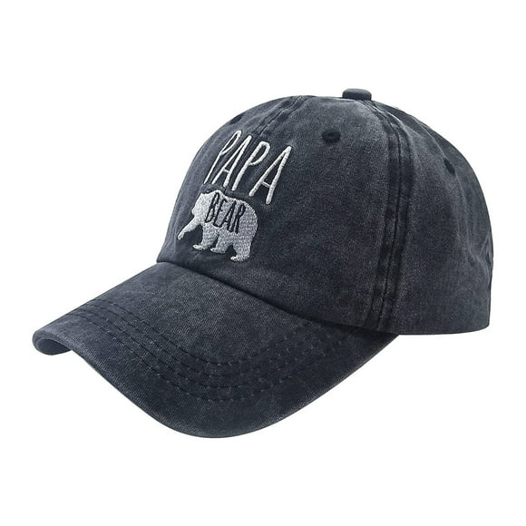 Men's Papa Bear Embroidered Washed Denim Adjustable Baseball Cap Dad Hat