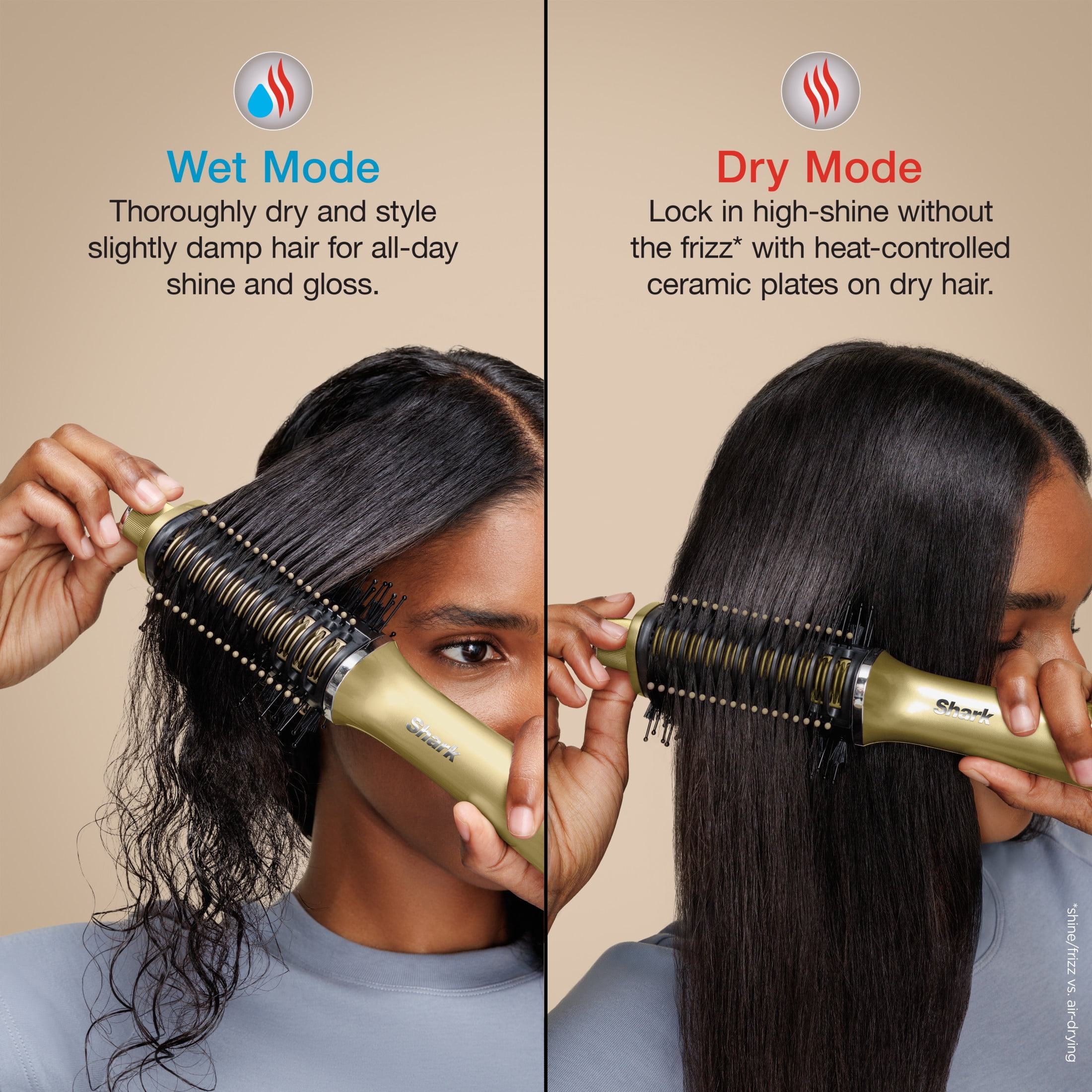 Shark Glossi 2-in-1 Hair Styling Tool & Air Glosser, Hot Tool, Heat Controlled, Blow Dryer, HT302GD Gold
