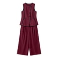 thumbnail image 4 of BRELIL Women Two Piece Sets Round Neck Sleeveless Tank Tops Wide Leg Pants Summer Casual Loungewear Matching Sets Vacation Travel Outfits Boho Solid Loose Tracksuit, Wine S, 4 of 6