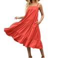 thumbnail image 4 of Women's Summer Dress Sleeveless Solid Color Loose Ruffled Layered Beach Chic Elegant Evening Dress Club-e-L, 4 of 7