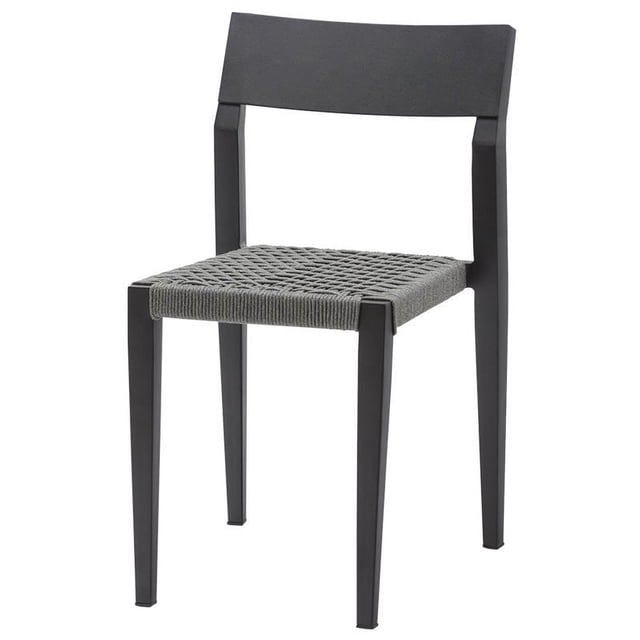 Source Furniture Belmont Aluminum Dining Side Chair - Black Frame/Charcoal Rope