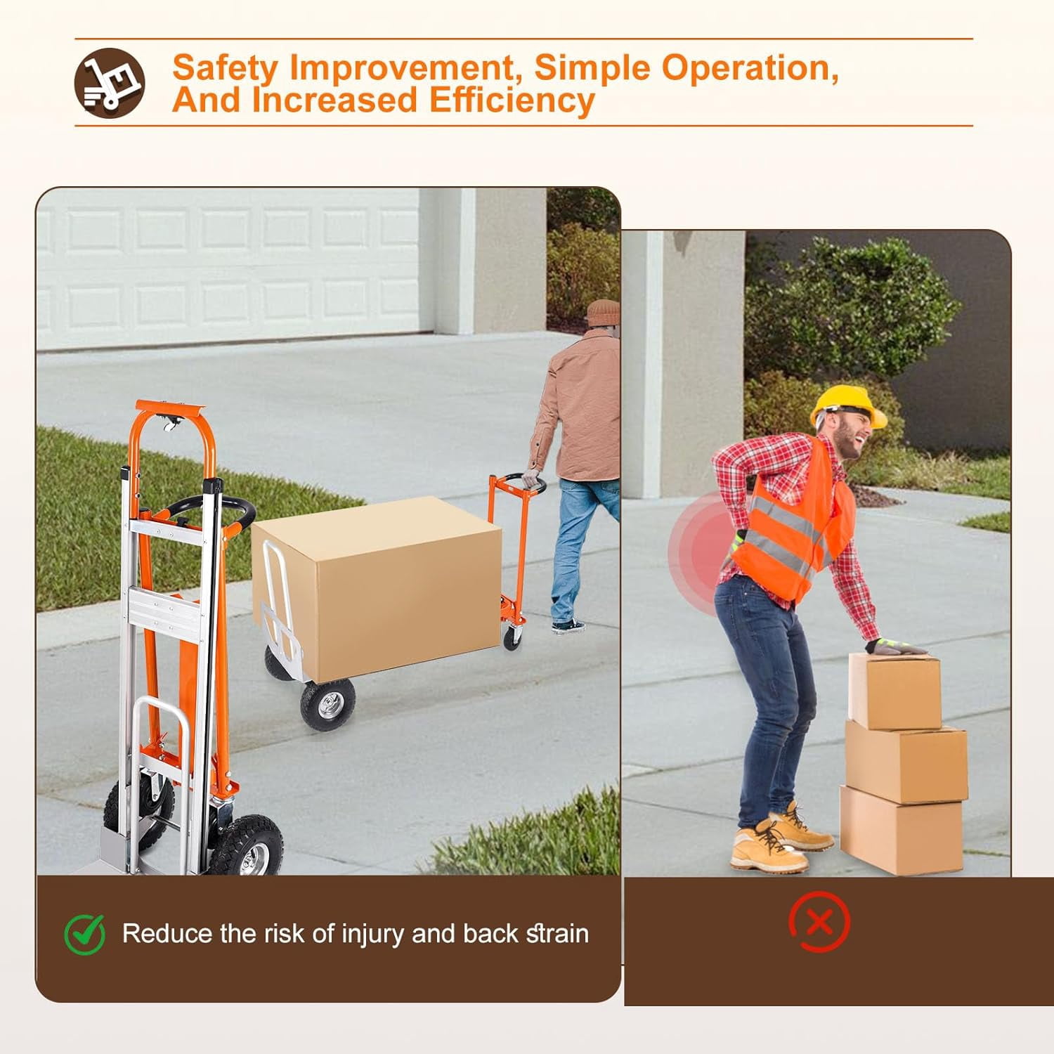 3-in-1 Aluminum Convertible Hand Truck Dolly, 770 lbs Capacity, Industrial Cart with 10" Rubber Wheels, Ergonomic Handle & Extendable Nose Plate