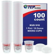 Custom Shop/TCP Global - Box of 100 - Mix Cups - Pint size - 16 ounce Volume Paint and Epoxy Mixing Cups - 12 Lids