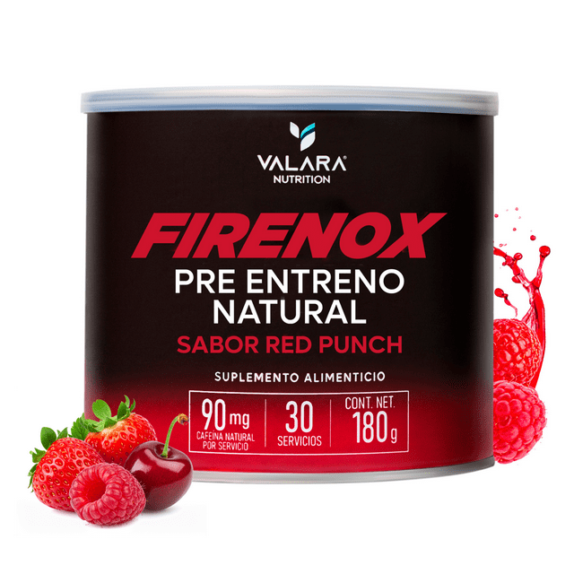 Firenox Pre Entreno Natural Ponche 180gr, Energía Sostenida, Amigable con el sueño