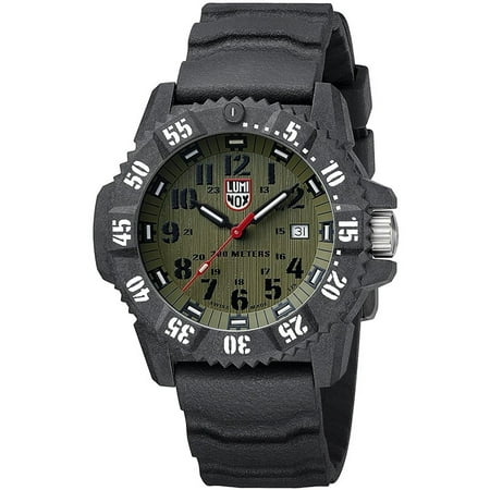 Luminox Men's 46mm Black Silicone Band Carbon Fiber Case Quartz Green Dial Analog Watch 3813