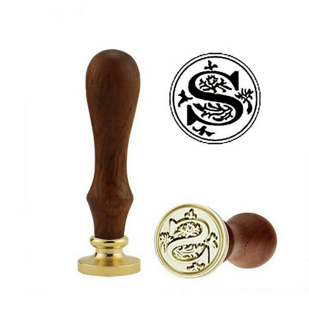 Juego de sellos de cera de sellado de letras Juego de sellos de sello retro con mango de madera y cabeza de cobre seitruly EL4447-19B