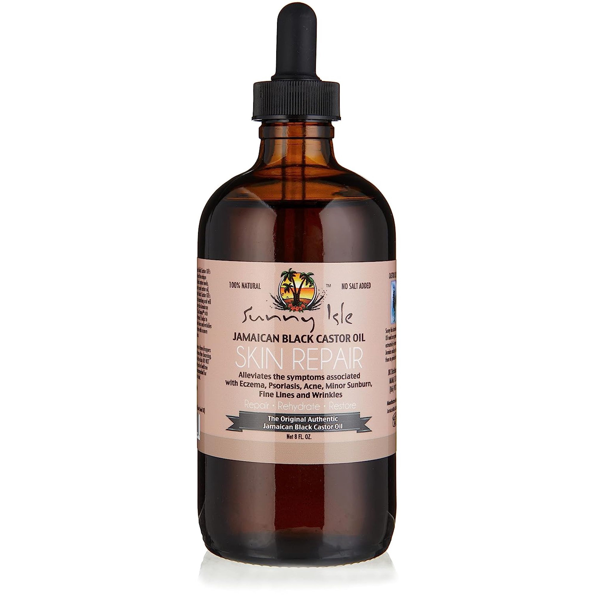 Sunny Isle Jamaican Black Castor Oil 8oz Skin Repair Enriched with Vitamin E Oil Skin Oil | Helps Repair & Hydrate Skin Care - Reduces Fine Lines and Wrinkles