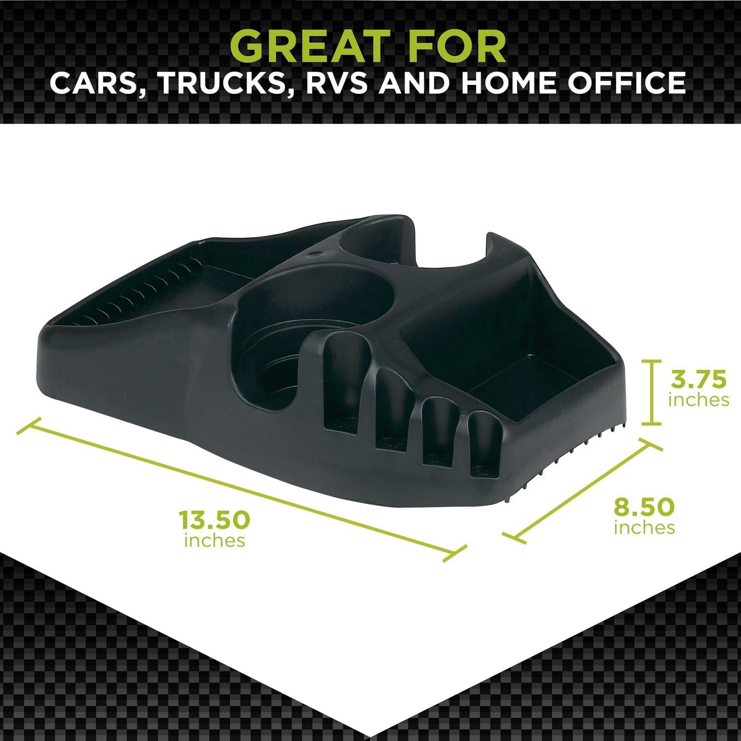 GoGear™ Efficiency Console, Black Plastic Low Profile Vehicle Organizer