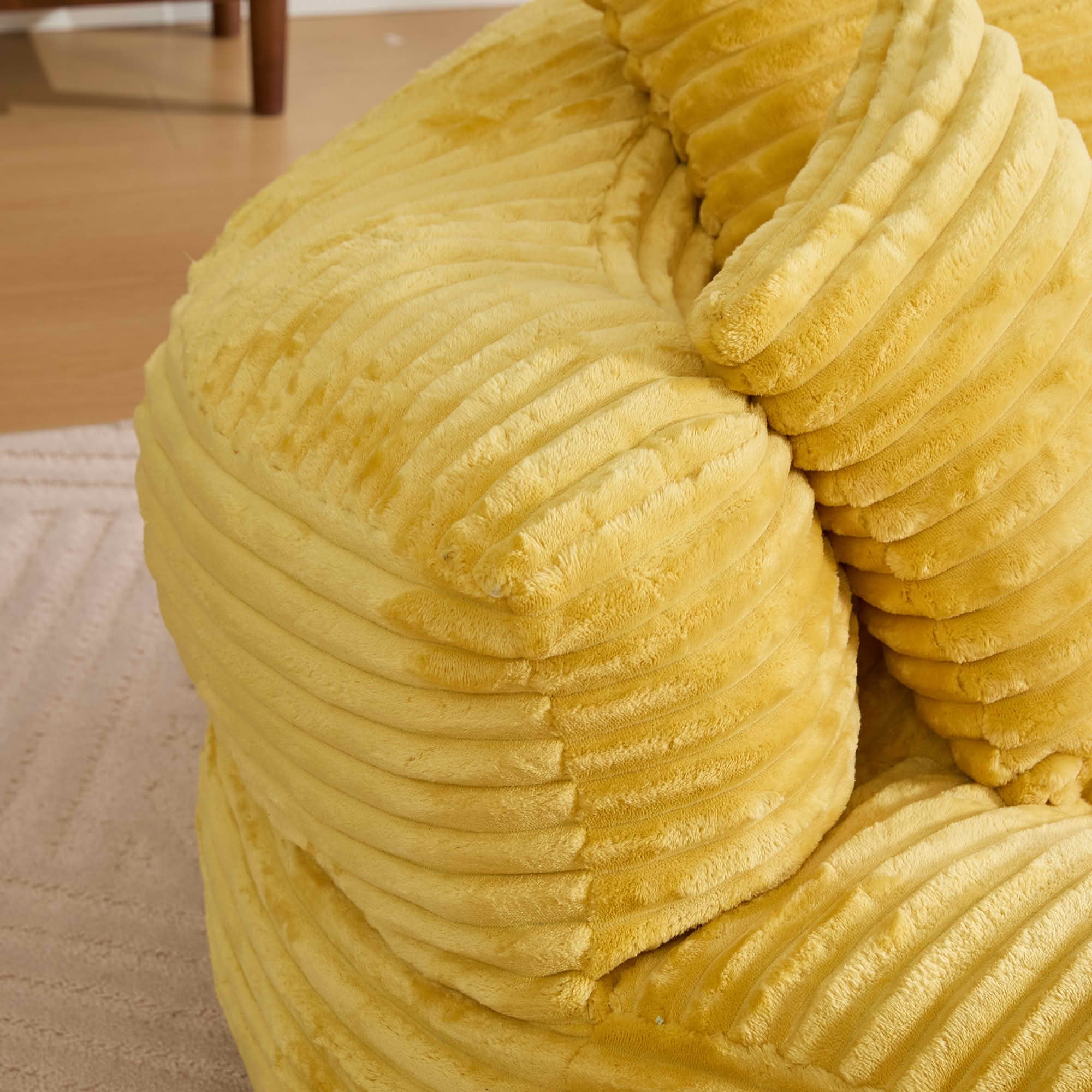 MAYEERTY Bean Bag Chair for Adults, Cozy Corduroy Lounger with High-Density Foam, No Assembly, Mustard yellow