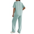 thumbnail image 4 of Ekouaer Lounge Sets for Women 2 Piece Matching Travel Outfits 2026 Loose Short Sleeve Top Wide Leg Pants Pockets, 4 of 6