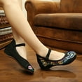 thumbnail image 3 of Women's Chinese Old Peking Style Phoenix Flower Embroidered Mary Jane Flat Shoes, 3 of 6