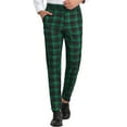 thumbnail image 1 of Pantalones de vestir a cuadros para hombre Pantalones de negocios con frente plano Pantalones de traje a cuadros Verde S, 1 of 6