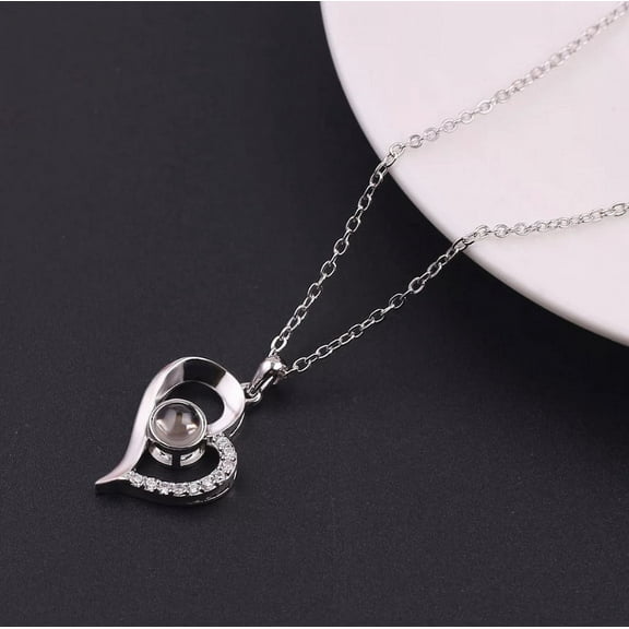 NCO "I Love You" In 100 Languages Silver Light Projection Necklace