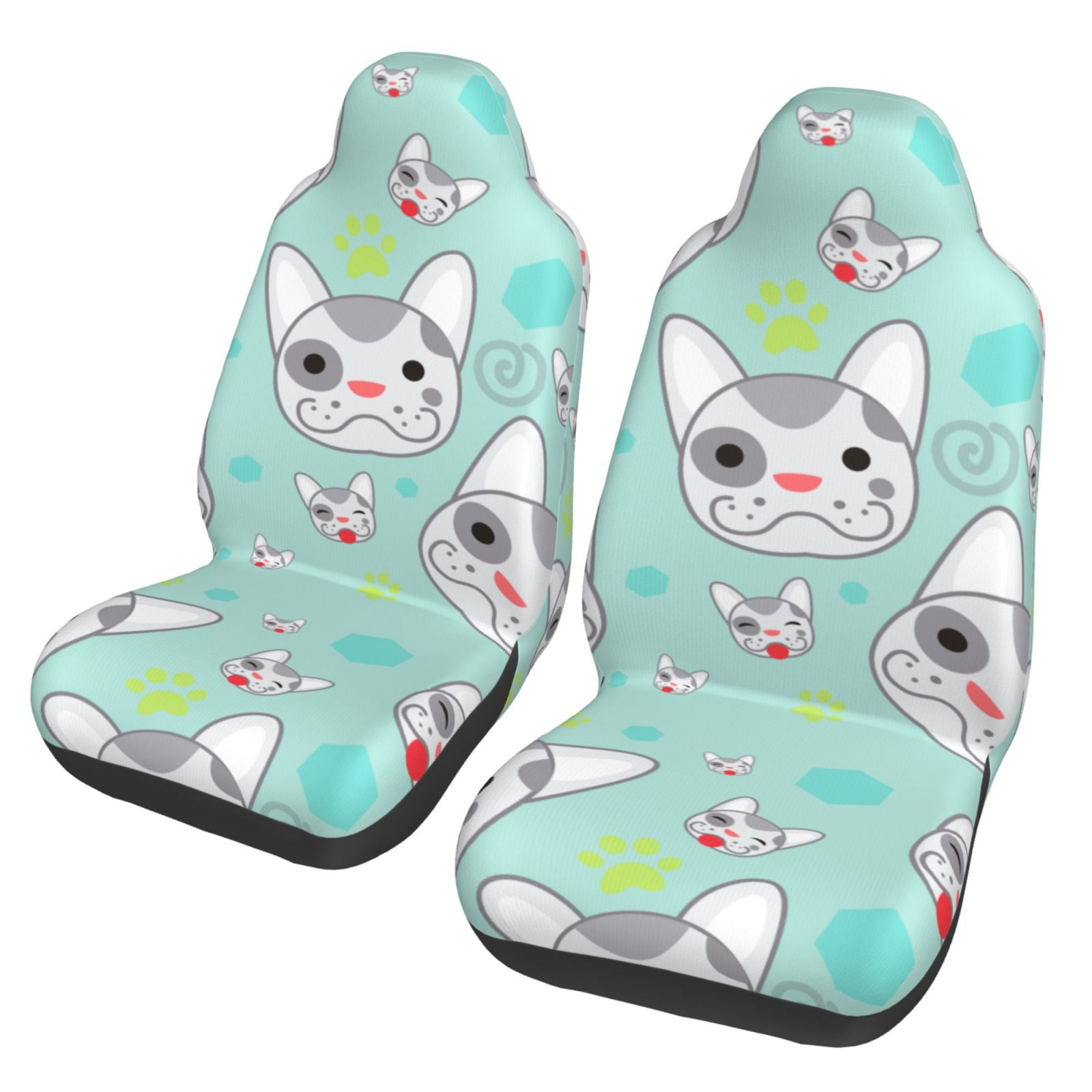 TEQUAN Front Seat Covers, Cute Puppy Mascot Pattern 2 Piece Car Seat Cover Fit Most Car SUV