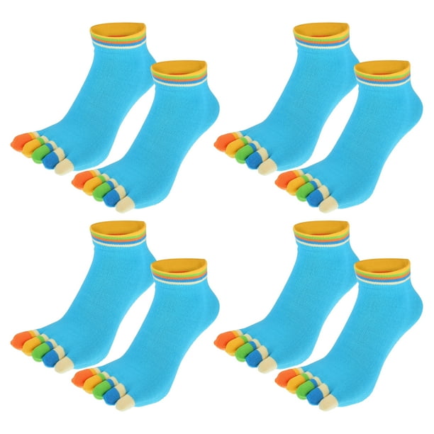 Calcetines de cinco dedos Unique Bargains 4 pares Unisex Antideslizantes Azul cielo