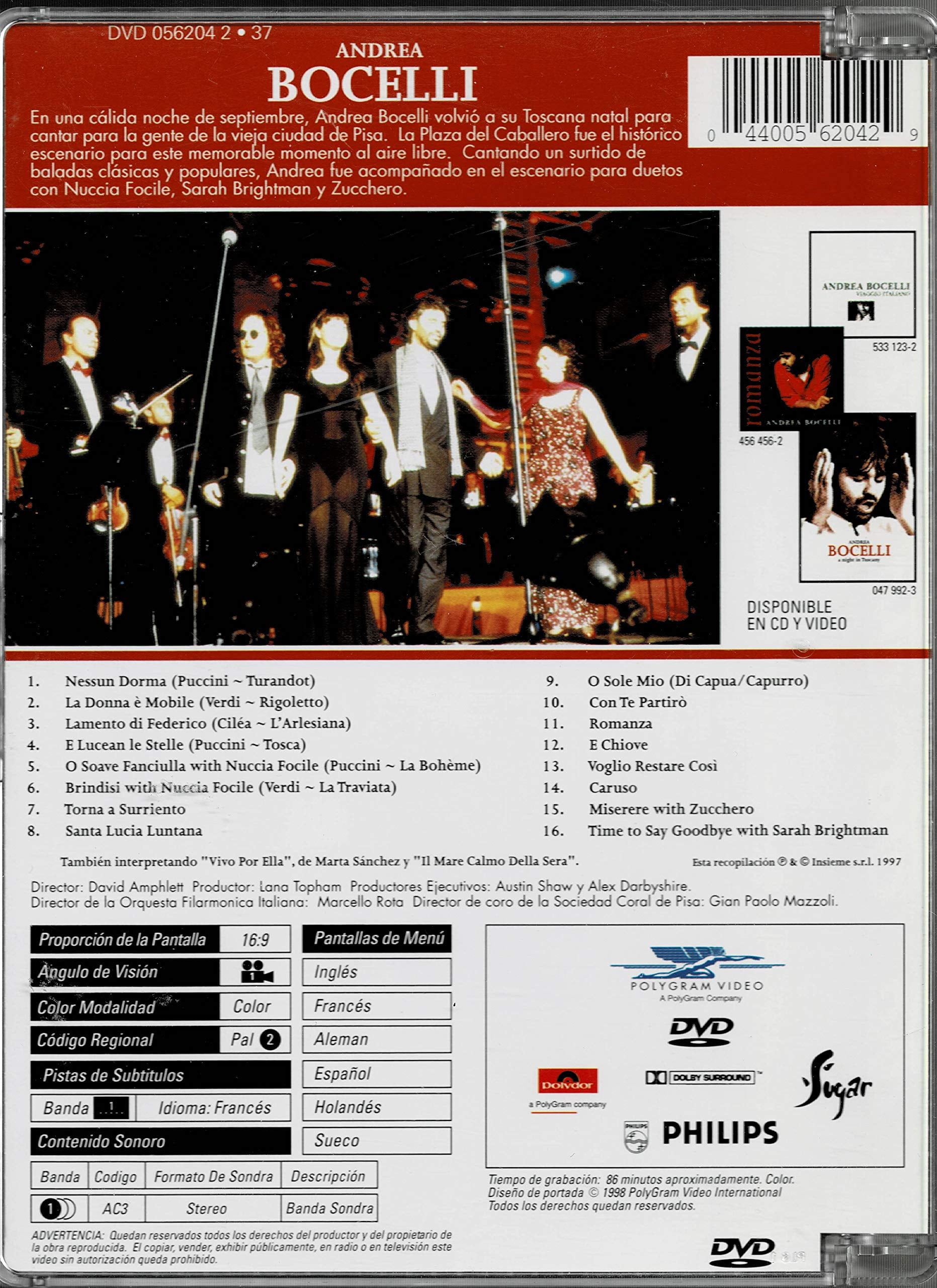 Andrea Bocelli - Night in Tuscany [DVD] - Walmart.com, image size:1863x2560