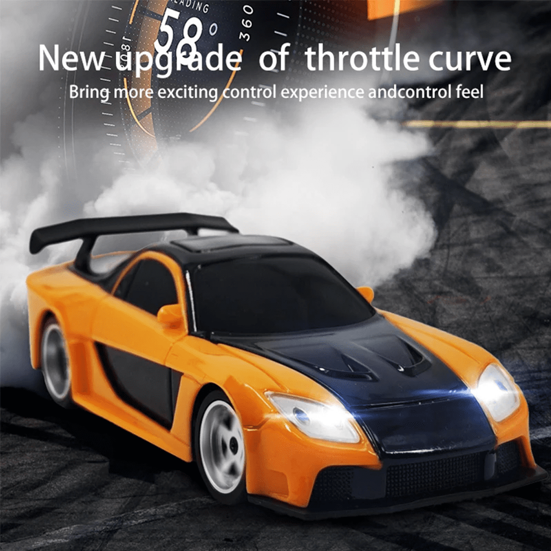 1/43 Scale Mini RC Drift Car, 2.4G 4WD Full Proportional Remote Control Sport Racing Car with 15KM/H High Speed & LED Lights, RC Electric Vehicle Toys for Adults