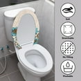 thumbnail image 3 of ZIATUBLES Toilet Lid Cover Durable Stretch Fabric Toilet Bowl Lid Cover Washable Soft Toilet Seat Cover Fit Round Oval Elongated Lids for Bath Decor Accessories, Butterfly Boho Mandala Flower, 3 of 6