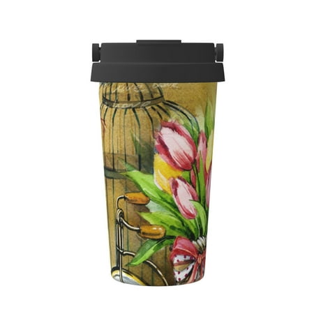 

Pofeuu Watercolor Canary Bird Print Coffee Mug Iced Coffee Tumbler Cup Double Wall Vacuum Leak-Proof Thermos Mug CoffeeThermos Travel Mug