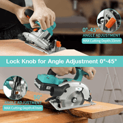 NEWONE 20V Cordless Circular Saw 5000RPM Rotating Speed 5 inch Blade Adjustable Cutting Depth 45°/90° with 2.0Ah Battery and Charger Brushless Circular Saw