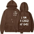 thumbnail image 5 of Womens Long Hoodies, Fashion & Cute Sweatshirts with Pocket, Print "I Am A Child Of God", Polyester Material, for Daily Outings, Work, Sports, Lounging, Coffee, S, 1PC, 5 of 5