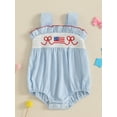 thumbnail image 3 of Okbabeha 4th Of July Baby Girl Outfits Newborn Patriotic Fourth Of July Romper Casual American Flag Print Strap Sleeveless Jumpsuit Independence Day Summer Clothes, 3 of 8
