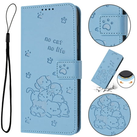 for iPhone XS Max Wallet Case with Hand Strap, RFID Blocking Credit Card Holder, PU Leather Magnetic Folio Flip Kickstand Protective Shockproof Cover Women Phone Case,Blue