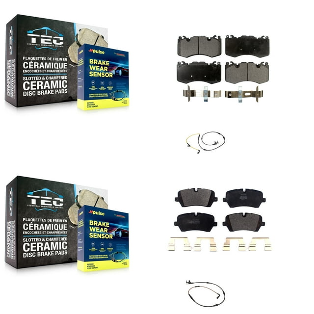 Positive Plus Front Rear Semi-Metallic Disc Brake Pads and Wear Sensors Kit for Car Land Rover Range Sport Without Brembo KPW-100050