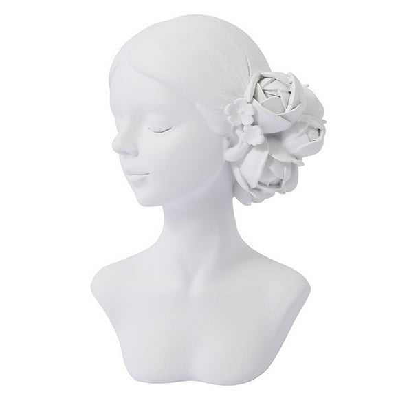 WHAMVOX Resin Girl Bust Statue Tabletop Decorative Girl Figurine Girl Sculpture Ornament