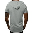 thumbnail image 4 of ZVNAΖH Mens Short Sleeve Hooded Solid Pullover Casual Sports T-shirt Irregular Hem Ripped Hip Hop Shirts Street Wear Shirts, 4 of 5
