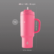 TAL 40oz Stainless Steel Hudson Tumbler with Straw, Pink