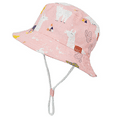 thumbnail image 2 of Pink Llama Sun Protection Hat for Kids Toddler Boys Girls Wide Brim Summer Play Hat Cotton Baby Bucket Hat Chin Strap infant Toddler 0-24 month, 2 of 3