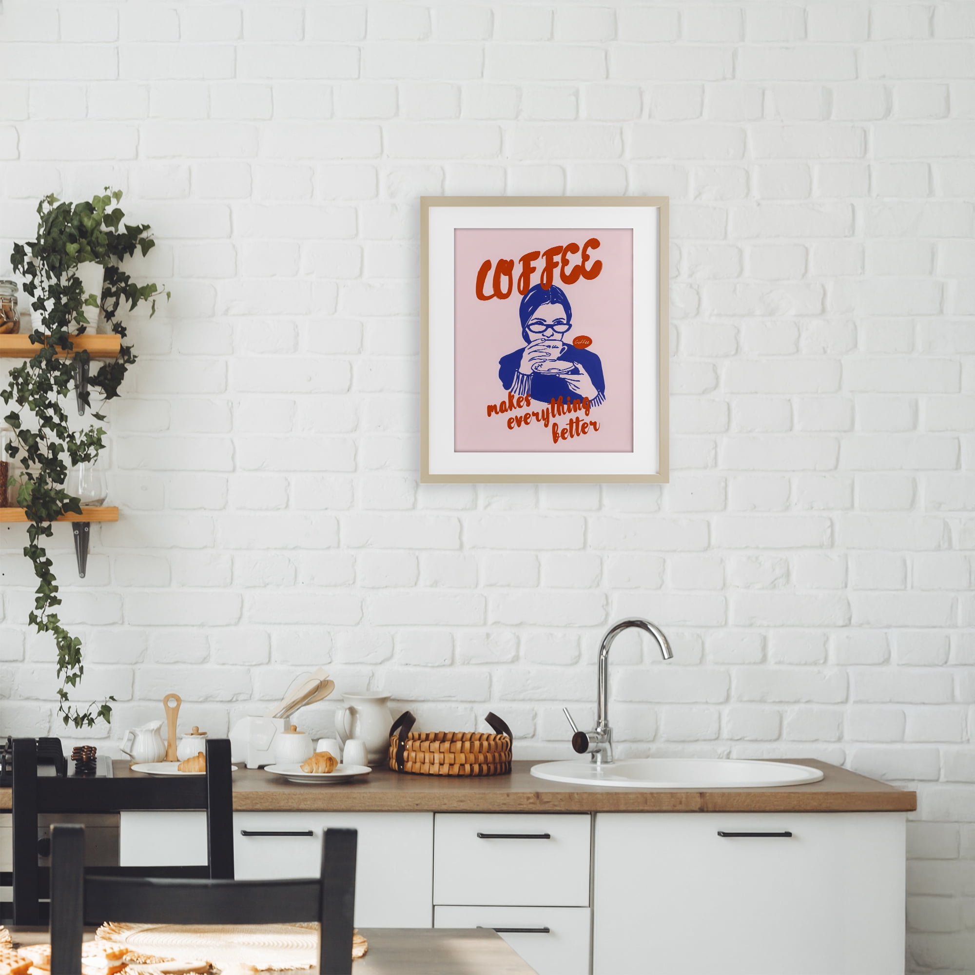 Stupell Industries Coffee Makes Everything Better Birch Framed Print Under Glass, design by The Prints Vibe