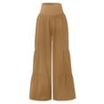thumbnail image 6 of Satingcolo Linen Palazzo Pants for Women High Waist Tummy Control Wide Leg Pant Summer Flowy Loose Pull On Lounge Trousers, 6 of 7