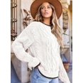 thumbnail image 6 of Women'S Fall Winter Fashion Round Neck Long Sleeve Colorblock Sweater Tops Chunky Knit Pullover Sweaters White XL, 6 of 9