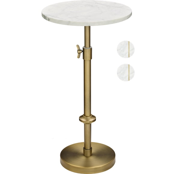 Mesa para bebidas de mármol de altura ajustable Goodinough White Marble