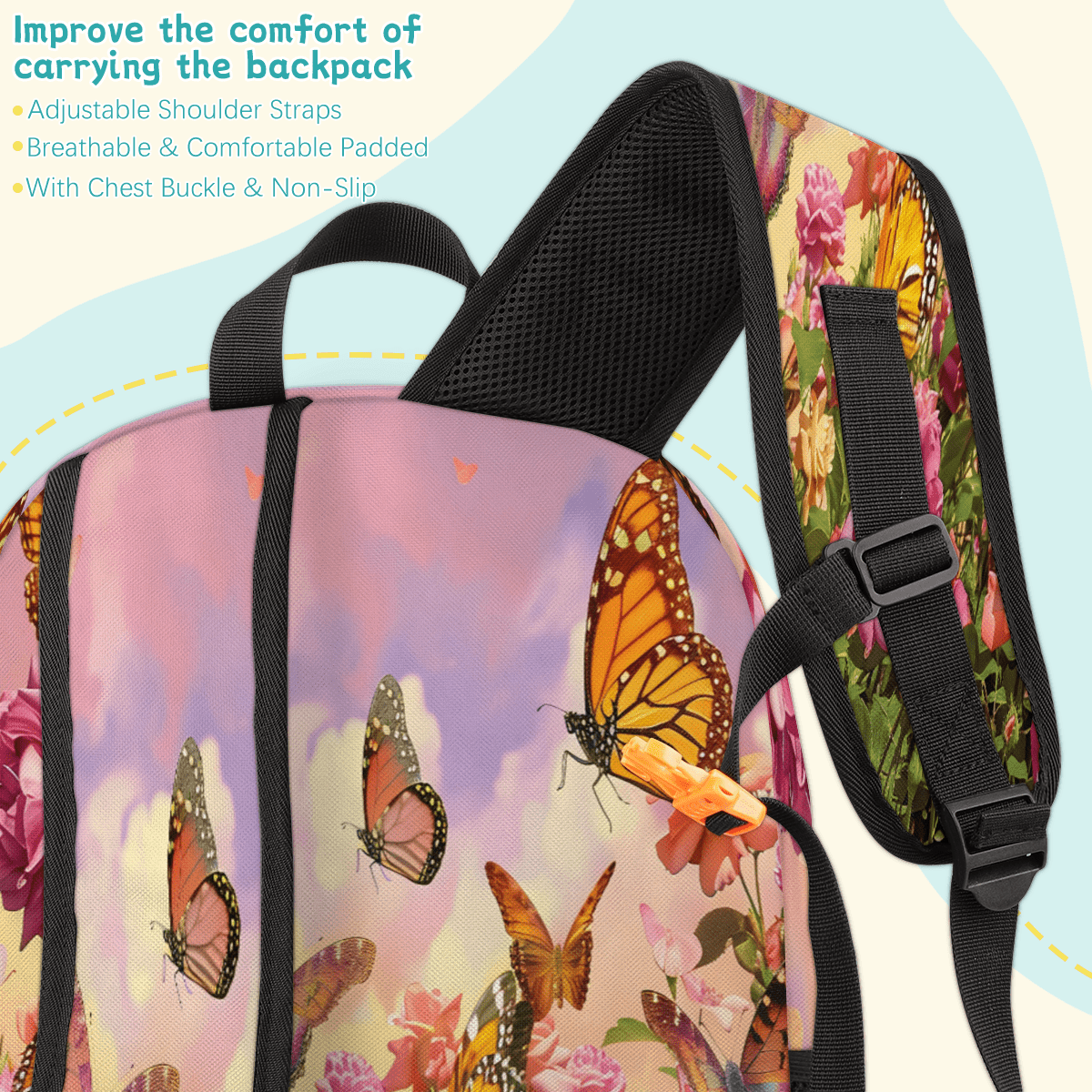Herdesigns Flower Butterfly Laptop Backpack for Women Men, Work Computer Backpacks, 18.3 Inch Large Computer Nurse Teacher Bags Travel Casual Daypack