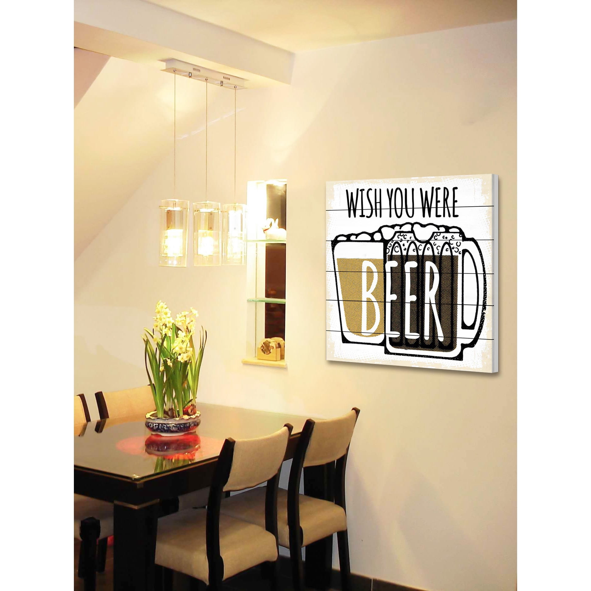 "Wish You Were Beer" Painting Print on White Wood
